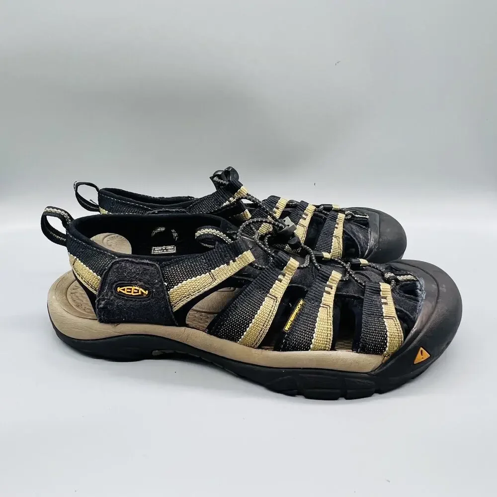 Keen Sandals Mens 9.5 Black Tan Closed Toe Water Hiking Sport Outdoor Shoes